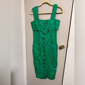 Vintage Green Button-Down Dress by Ann Tjian for Kenar